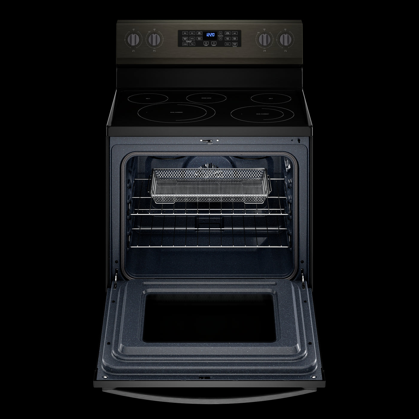 Whirlpool Black Stainless 30" 5-in-1 Range with AirFry (5.3 Cu Ft) - YWFE550S0LV
