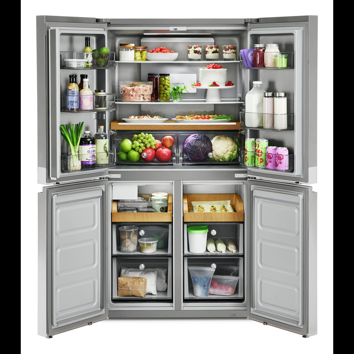 KitchenAid PrintShield™ Stainless Finish 4 Door Refrigerator (19.40 Cu Ft) - KRQC506MPS