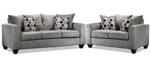 Elio Sofa and Loveseat Set - Platinum