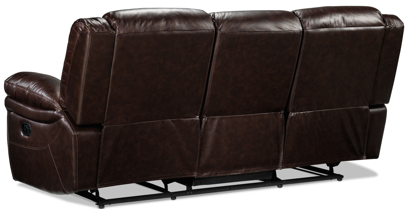 Cooper Reclining Leather Sofa and Loveseat with Console Set - Brown