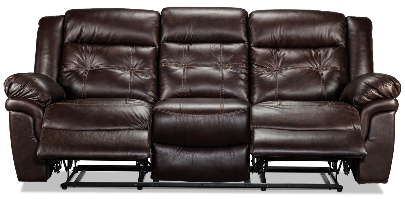 Cooper Reclining Leather Sofa and Recliner Set - Brown