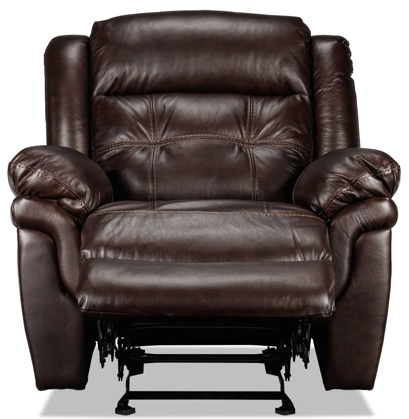 Cooper Reclining Leather Sofa, Reclining Loveseat with Console and Recliner Set - Brown