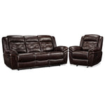 Cooper Reclining Leather Sofa and Recliner Set - Brown