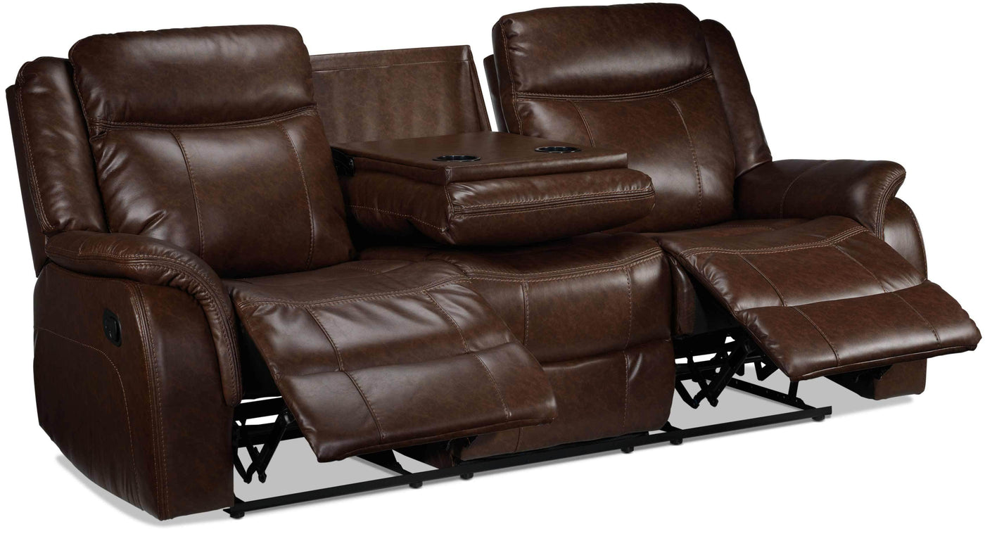 Scorpio Reclining Sofa and Glider Recliner - Whiskey Brown