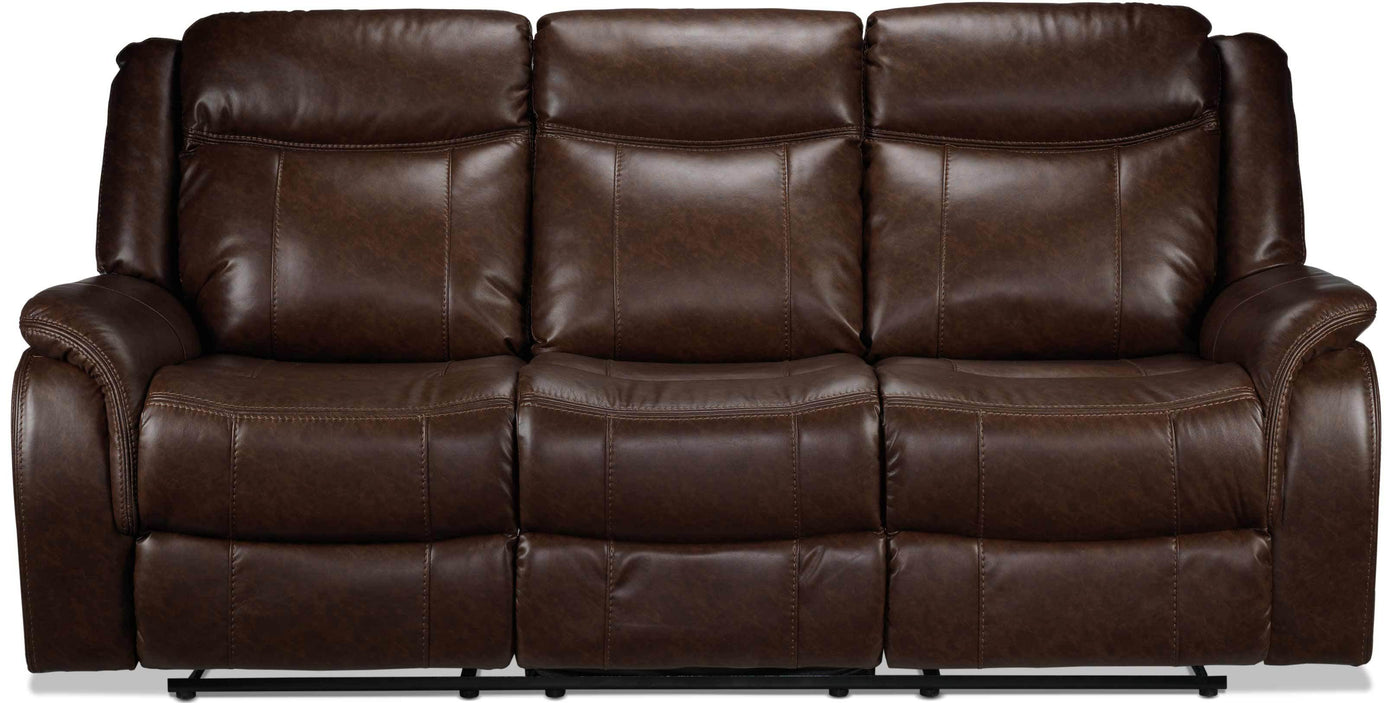 Scorpio Reclining Sofa, Reclining Loveseat and Glider Recliner - Whiskey Brown