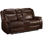 Scorpio Reclining Loveseat with Console - Whiskey Brown