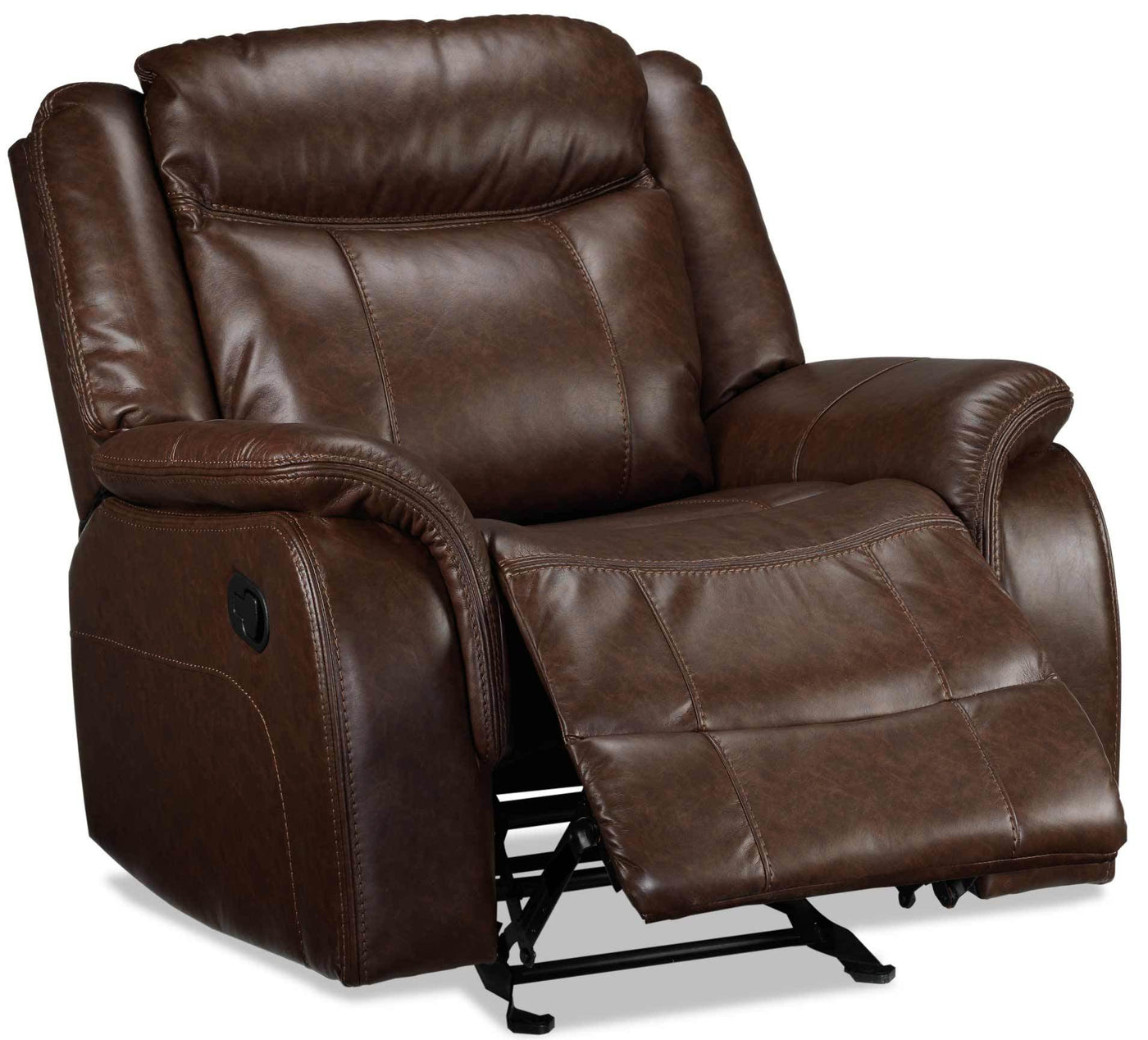 Scorpio Reclining Sofa, Reclining Loveseat and Glider Recliner - Whiskey Brown