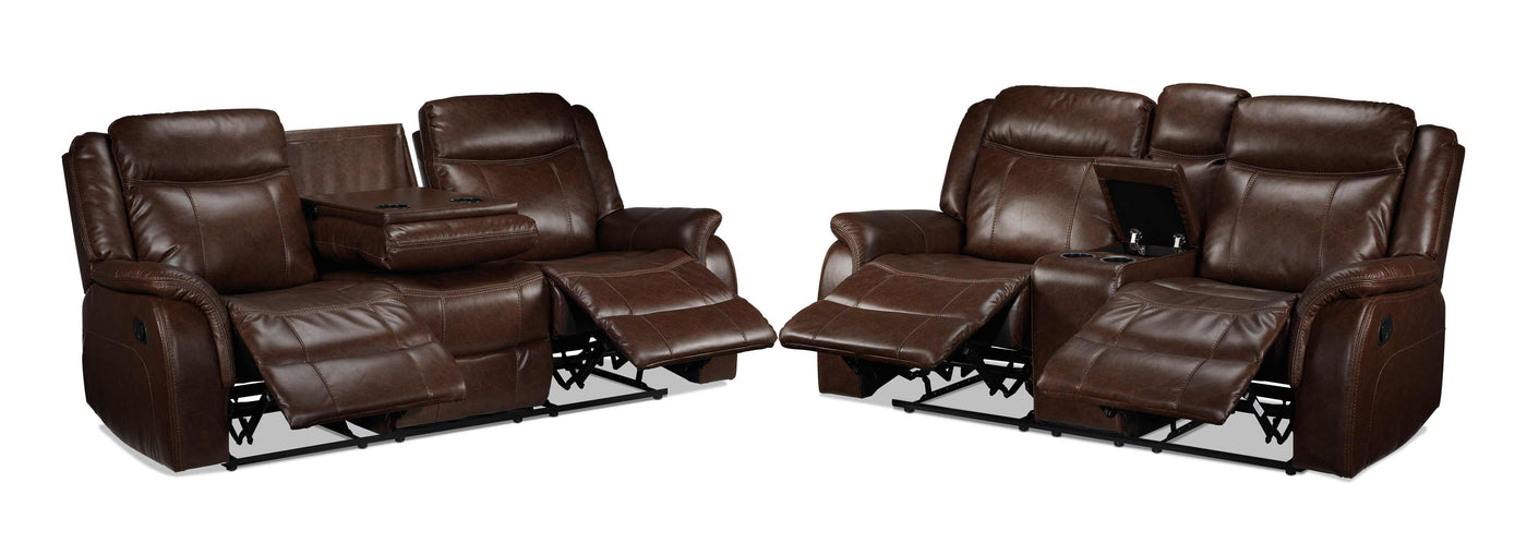 Scorpio Reclining Sofa and Reclining Loveseat - Whiskey Brown