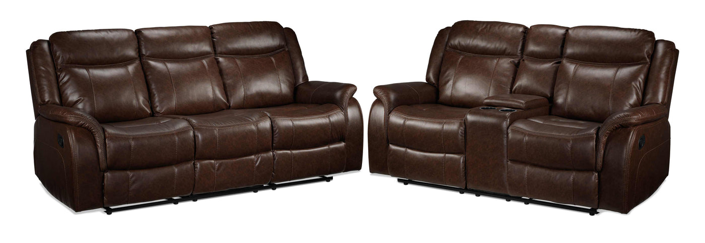 Scorpio Reclining Sofa and Reclining Loveseat - Whiskey Brown
