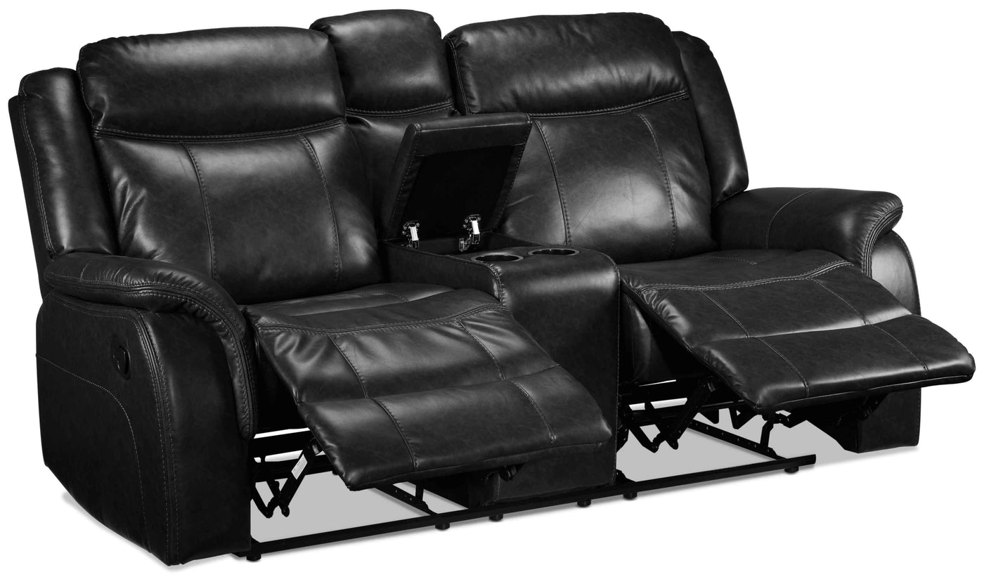 Scorpio Reclining Sofa, Reclining Loveseat and Glider Recliner - Black