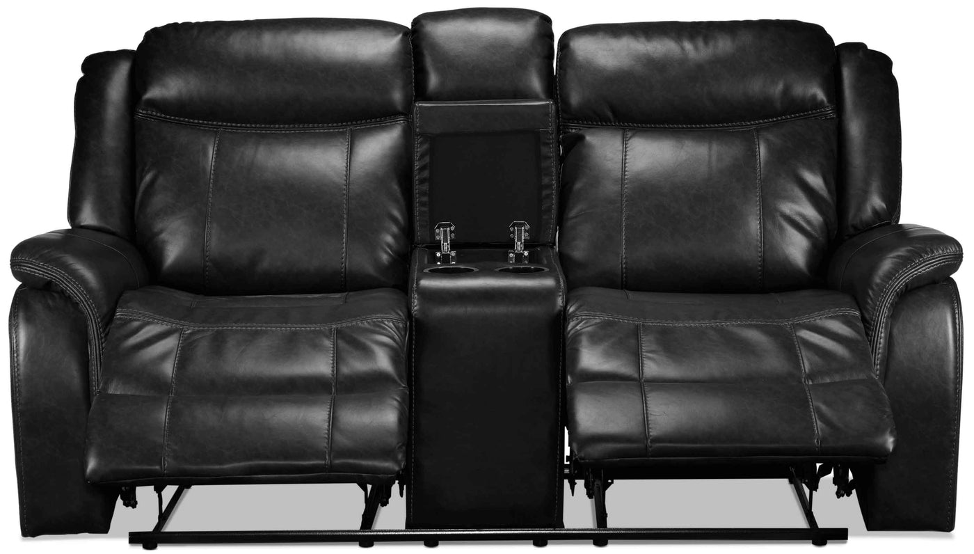 Scorpio Reclining Loveseat with Console - Black