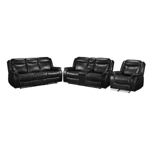 Scorpio Reclining Sofa, Reclining Loveseat and Glider Recliner - Black