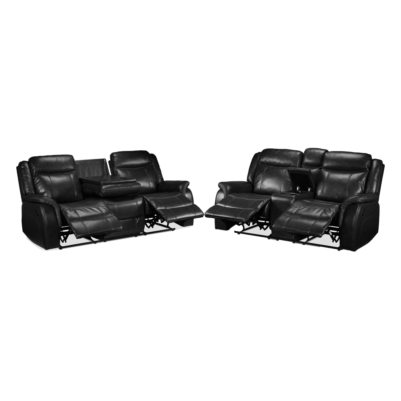 Scorpio Reclining Sofa and Reclining Loveseat - Black