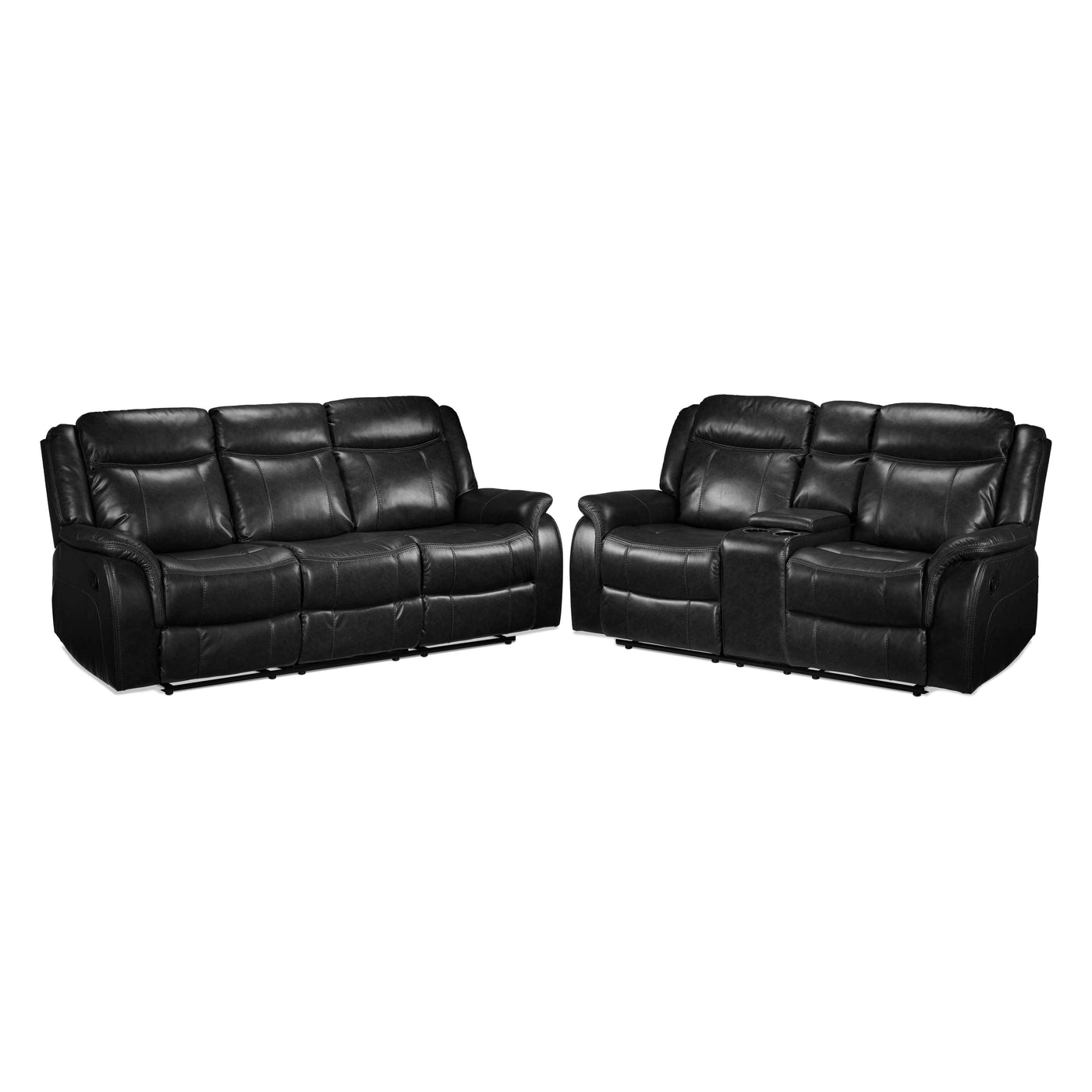 Scorpio Reclining Sofa and Reclining Loveseat - Black