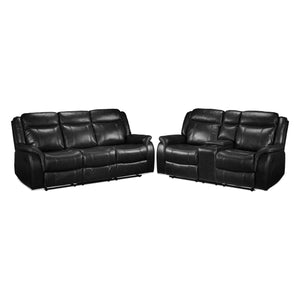 Scorpio Reclining Sofa and Reclining Loveseat - Black