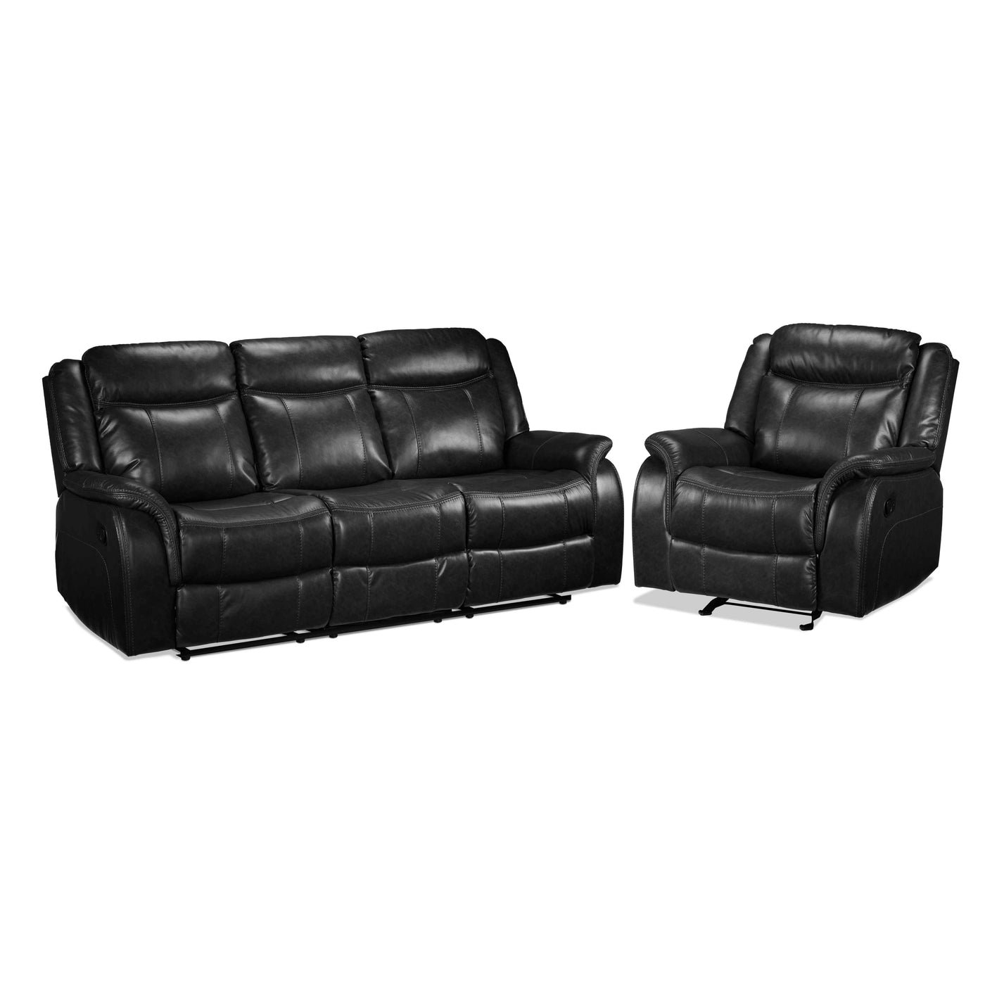 Scorpio Reclining Sofa and Glider - Black