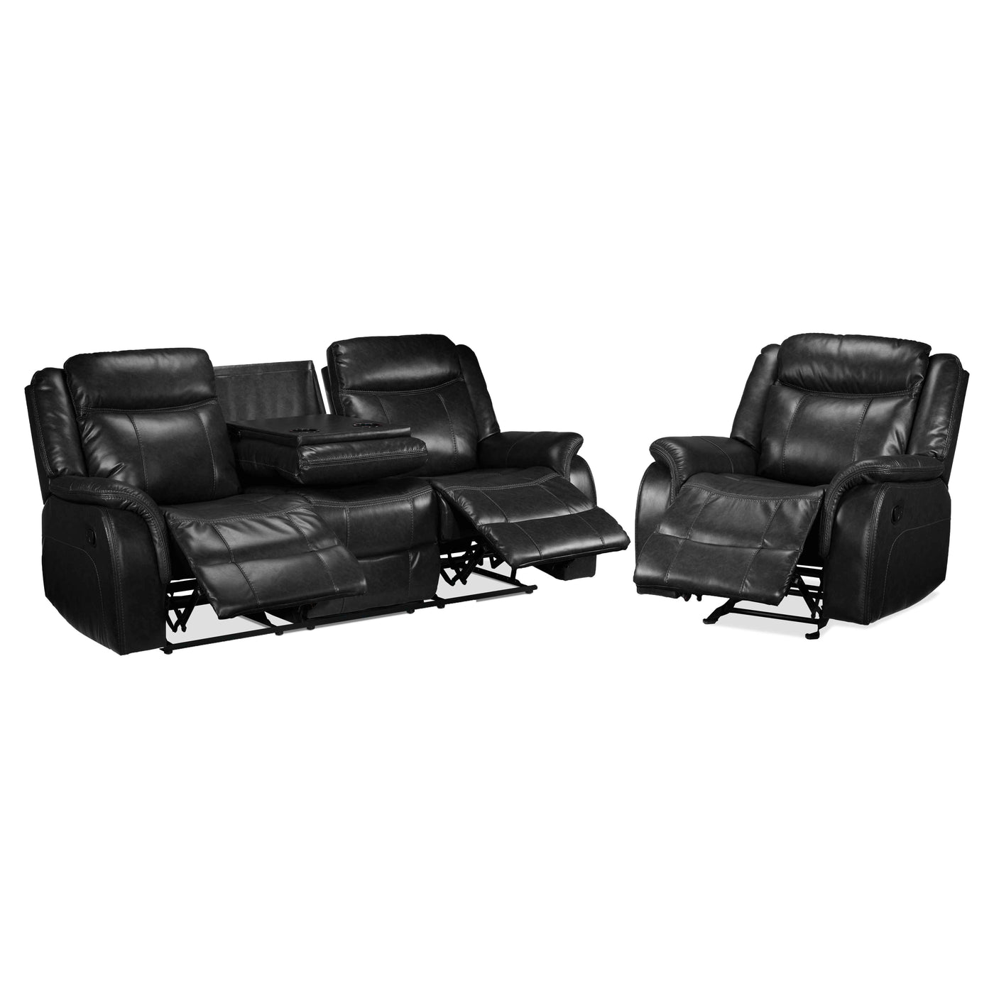 Scorpio Reclining Sofa and Glider - Black