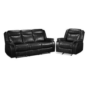 Scorpio Reclining Sofa and Glider - Black