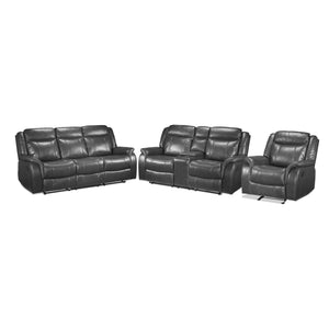 Scorpio Reclining Sofa, Reclining Loveseat and Glider Recliner - Grey