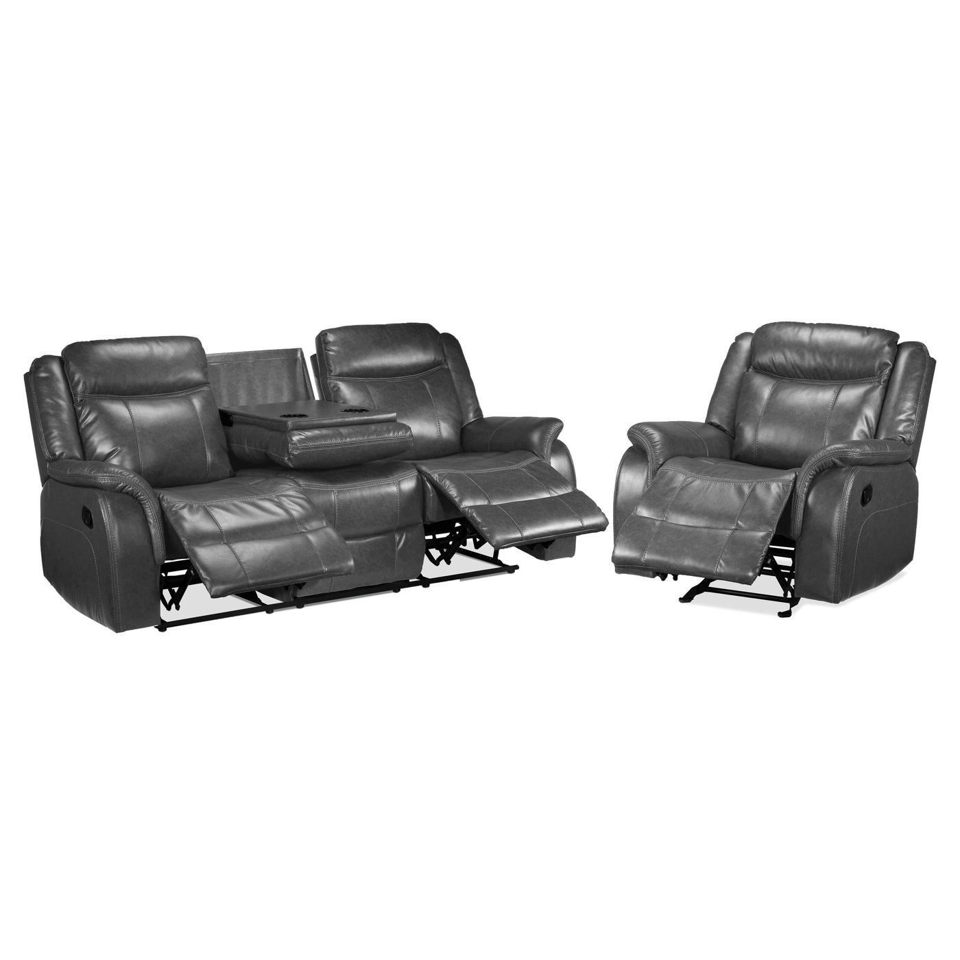 Scorpio Reclining Sofa and Glider - Grey