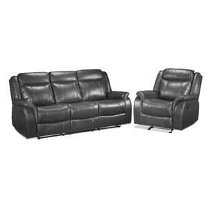 Scorpio Reclining Sofa and Glider - Grey
