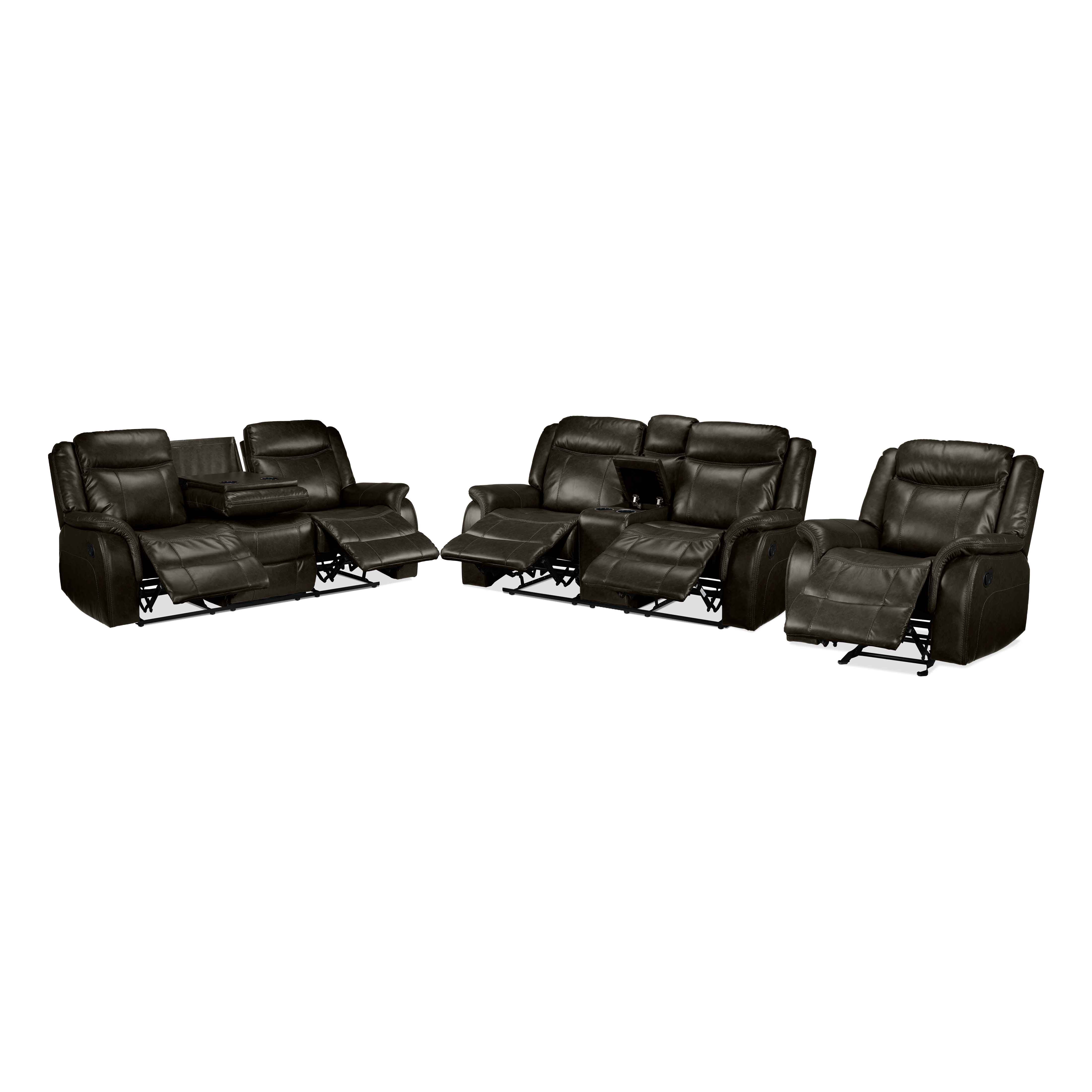 Scorpio Reclining Sofa, Reclining Loveseat and Glider Recliner - Brown