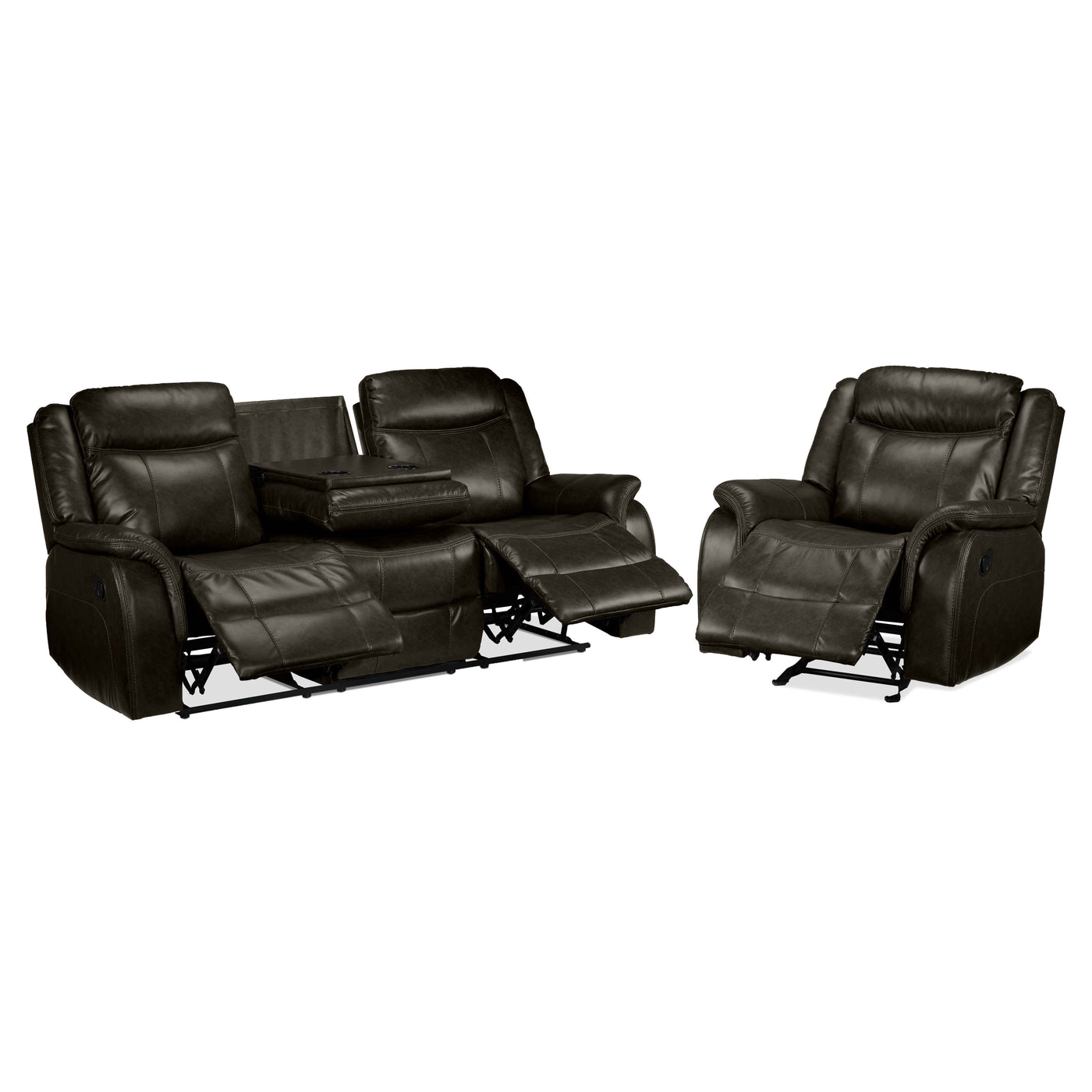 Scorpio Reclining Sofa and Glider - Brown