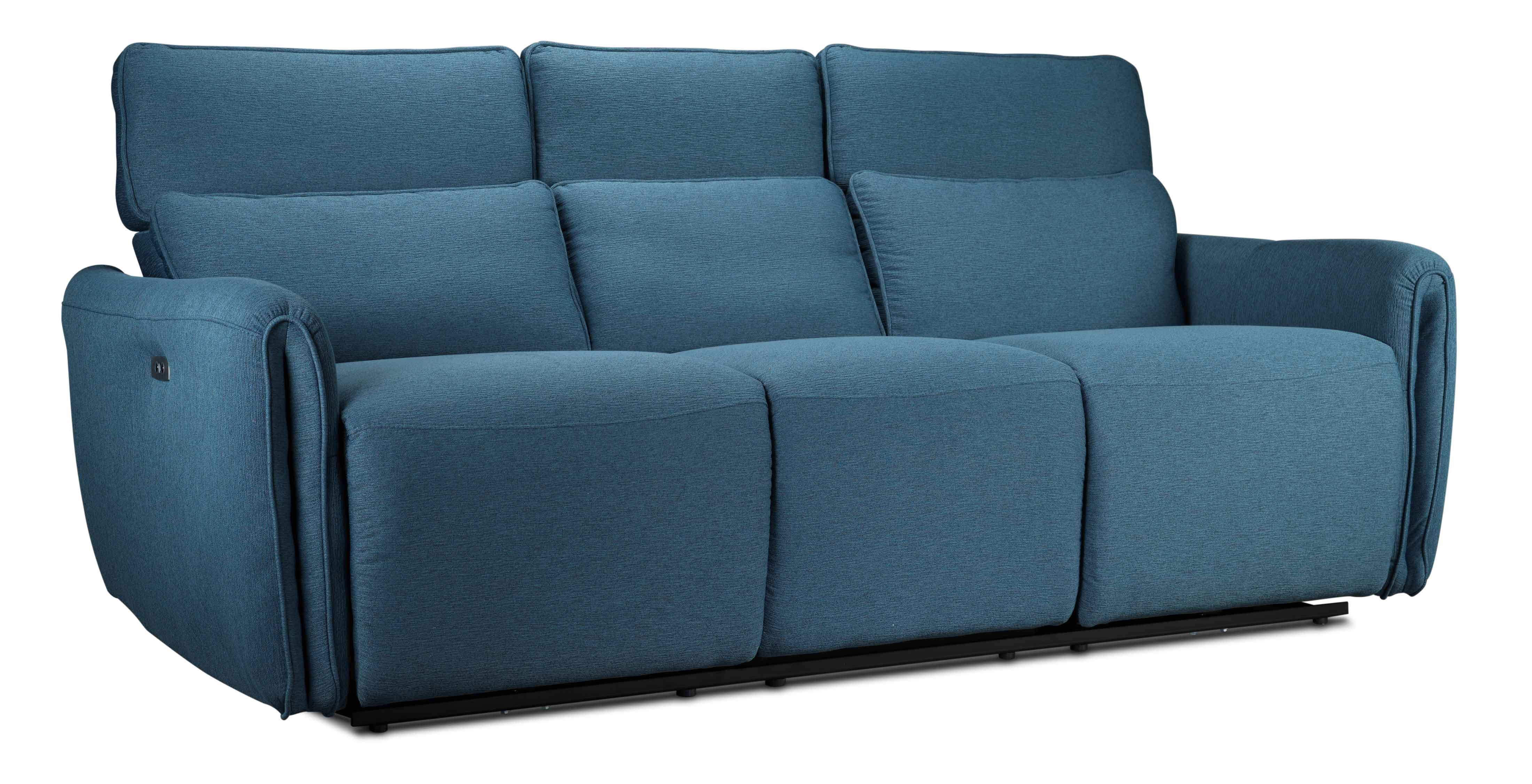 Larsen Power Reclining Sofa and Loveseat Set - Commodore Blue