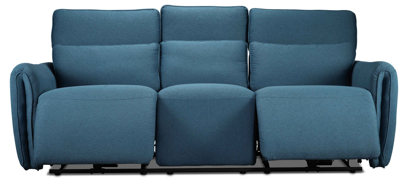 Larsen Power Reclining Sofa and Loveseat Set - Commodore Blue