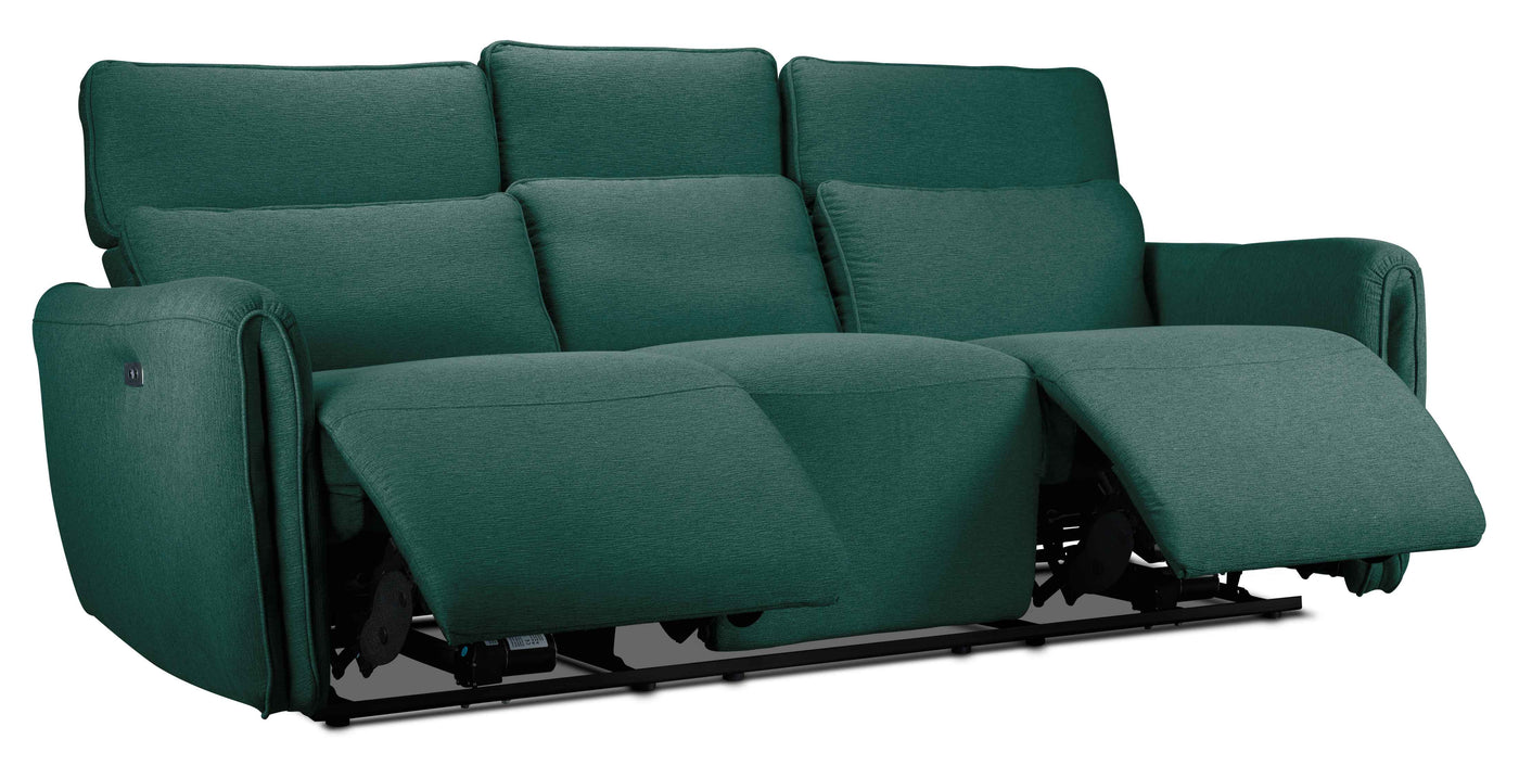 Larsen Power Reclining Sofa and Loveseat Set - Peacock