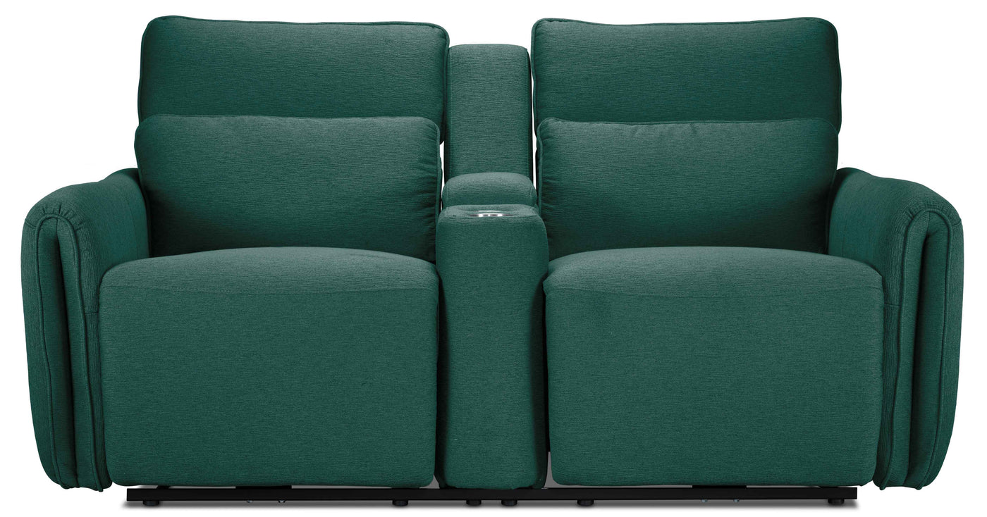 Larsen Power Reclining Sofa and Loveseat Set - Peacock