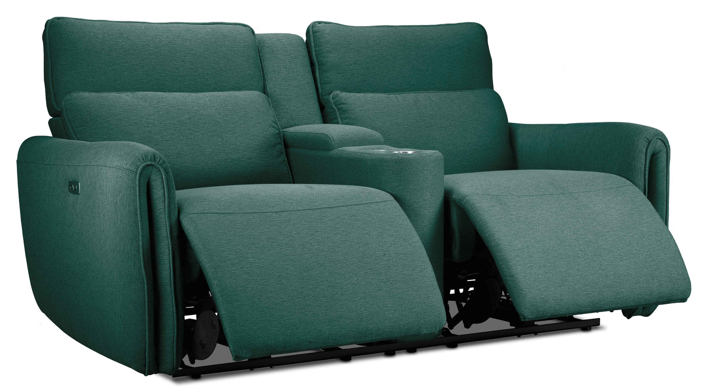 Larsen Power Reclining Sofa, Loveseat and Chair Set - Peacock