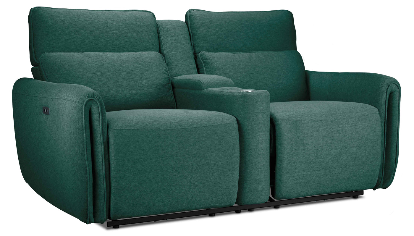 Larsen Power Reclining Sofa and Loveseat Set - Peacock