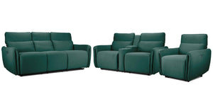Larsen Power Reclining Sofa, Loveseat and Chair Set - Peacock