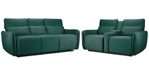 Larsen Power Reclining Sofa and Loveseat Set - Peacock