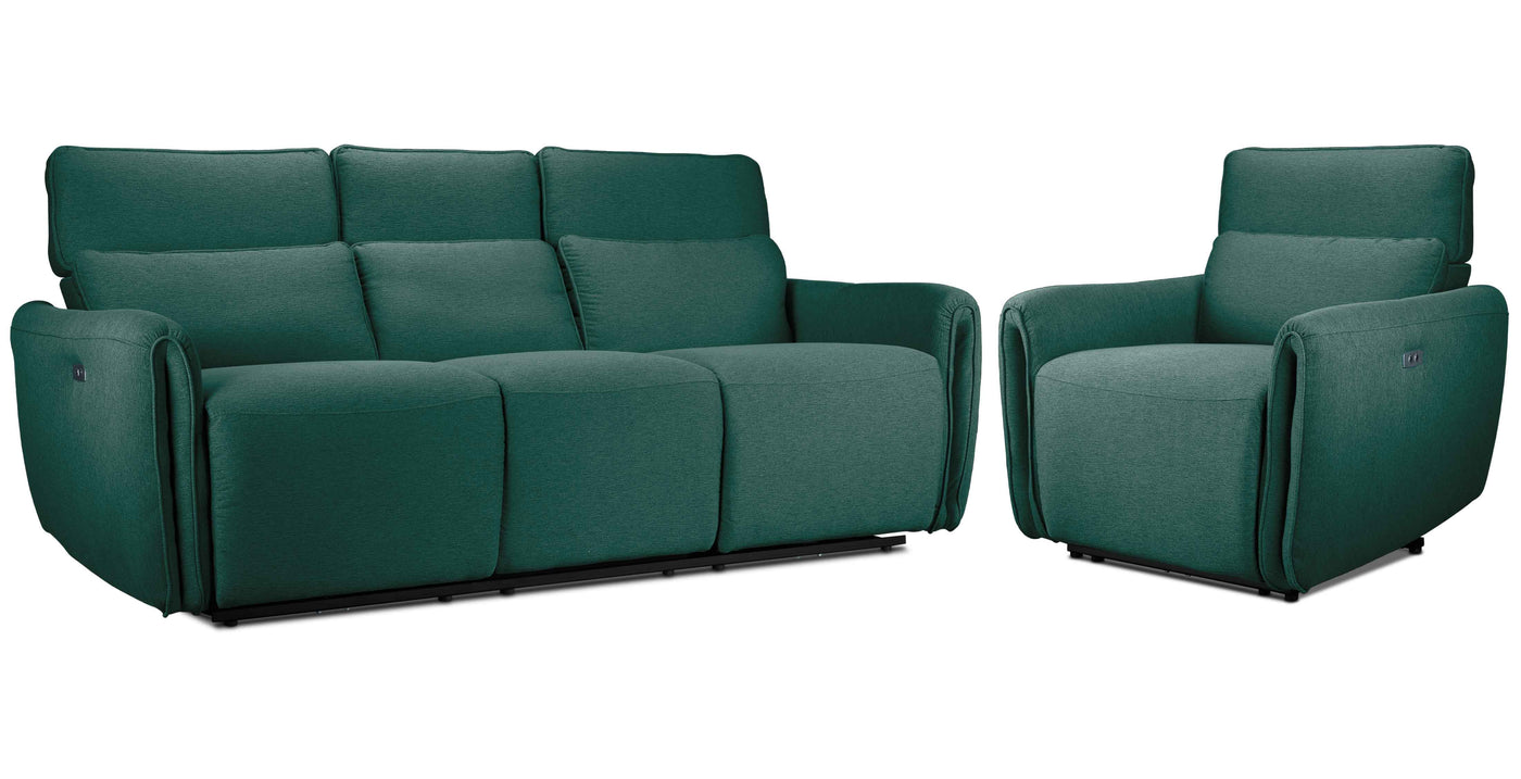 Larsen Power Reclining Sofa and Chair Set - Peacock