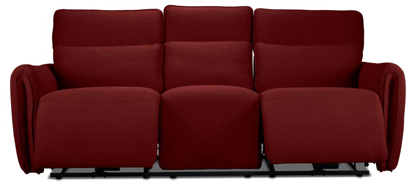 Larsen Power Reclining Sofa and Loveseat Set - Scarlet