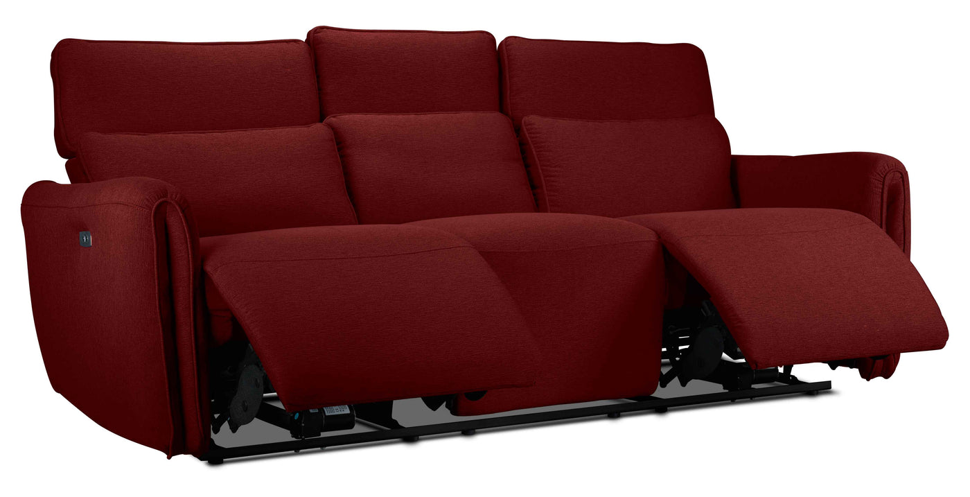 Larsen Power Reclining Sofa and Loveseat Set - Scarlet