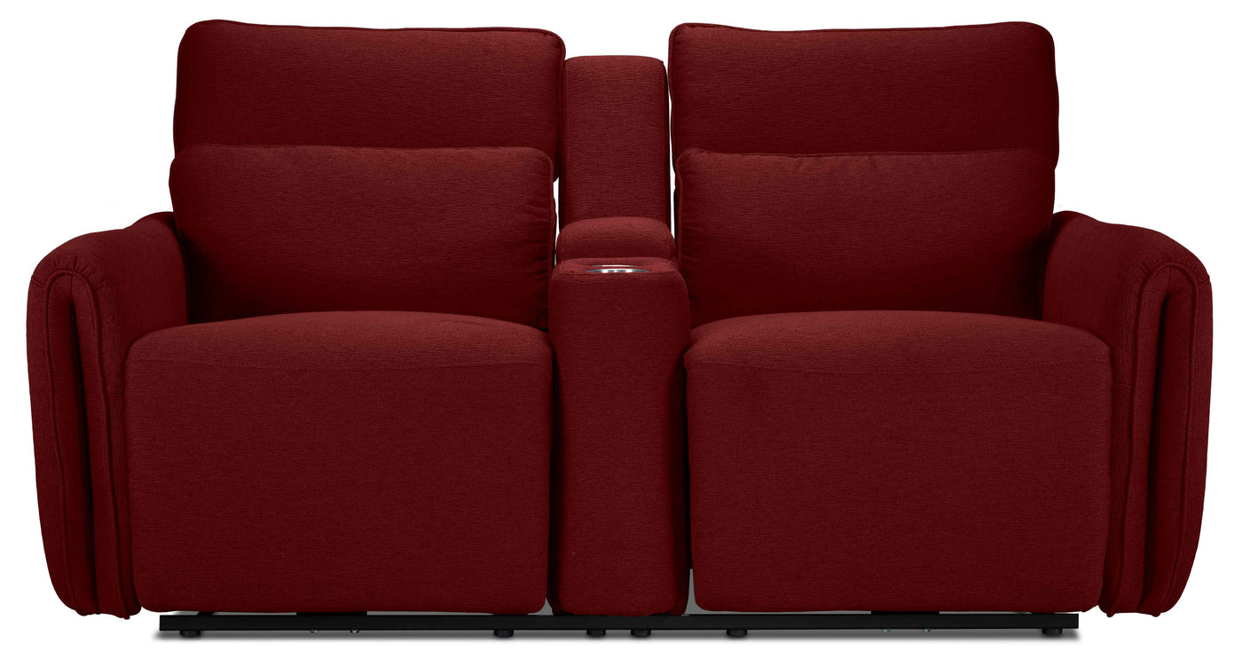 Larsen Power Reclining Sofa and Loveseat Set - Scarlet