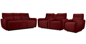 Larsen Power Reclining Sofa, Loveseat and Chair Set - Scarlet