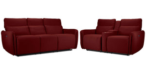 Larsen Power Reclining Sofa and Loveseat Set - Scarlet