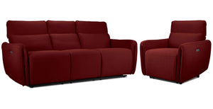 Larsen Power Reclining Sofa and Chair Set - Scarlet