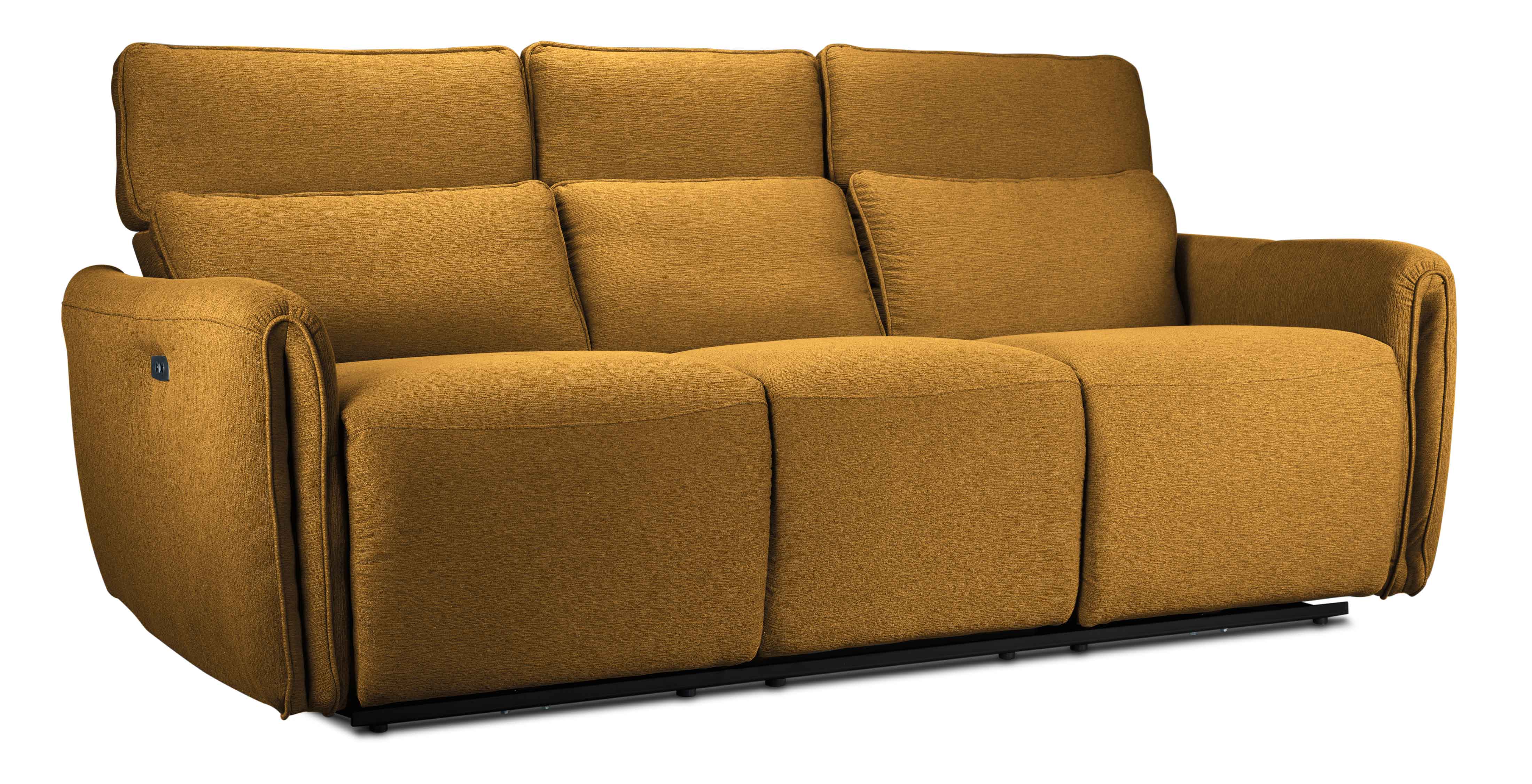 Larsen Power Reclining Sofa, Loveseat and Chair Set - Curry