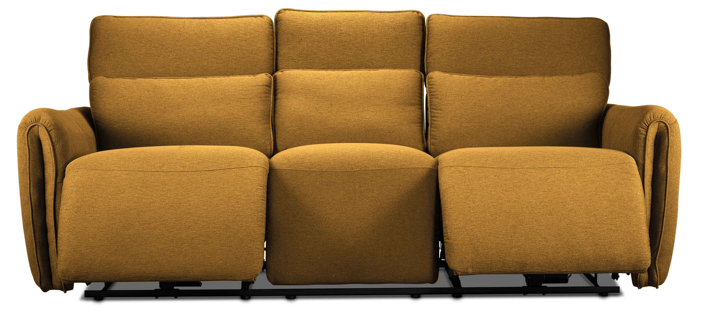 Larsen Power Reclining Sofa, Loveseat and Chair Set - Curry