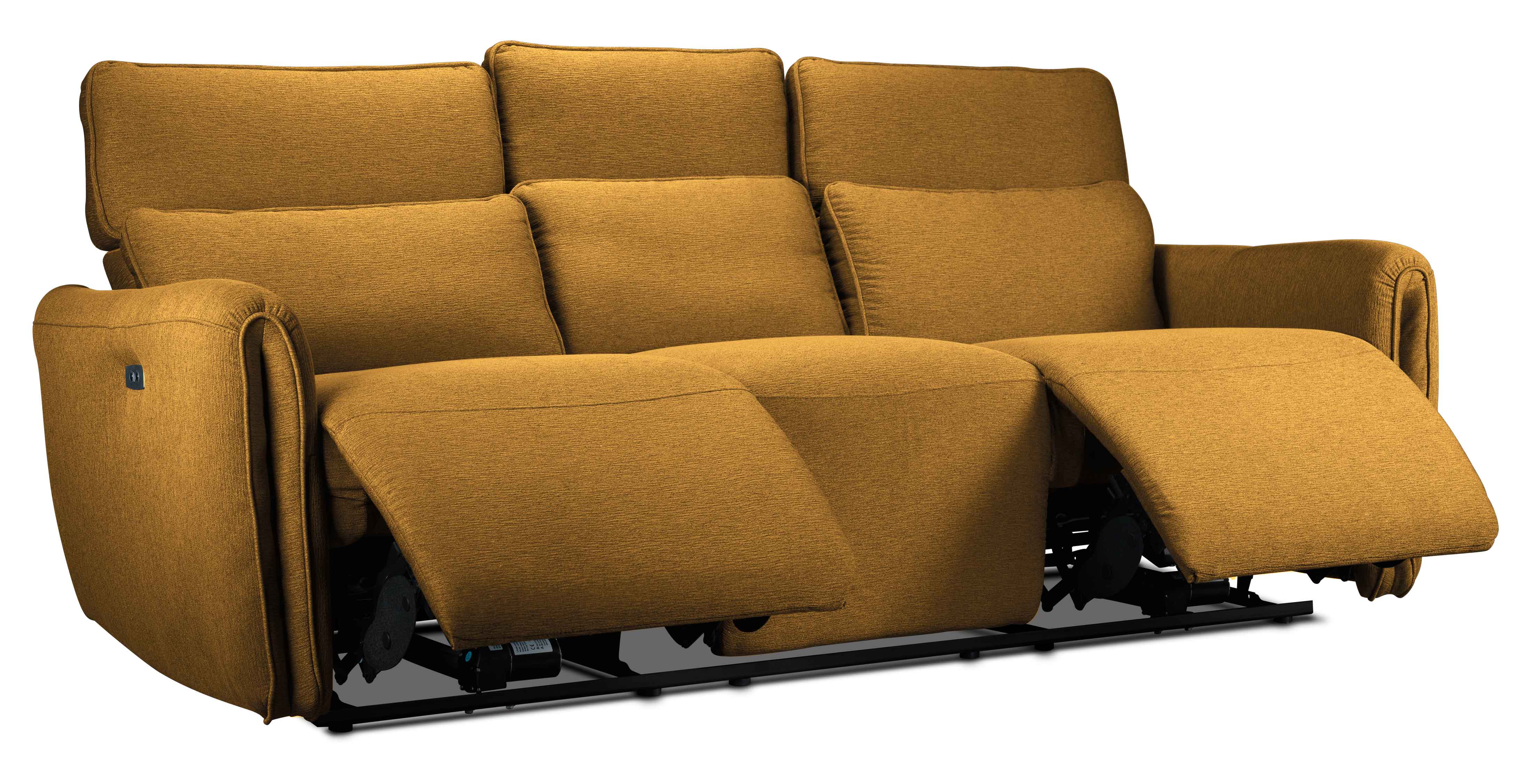 Larsen Power Reclining Sofa and Loveseat Set - Curry