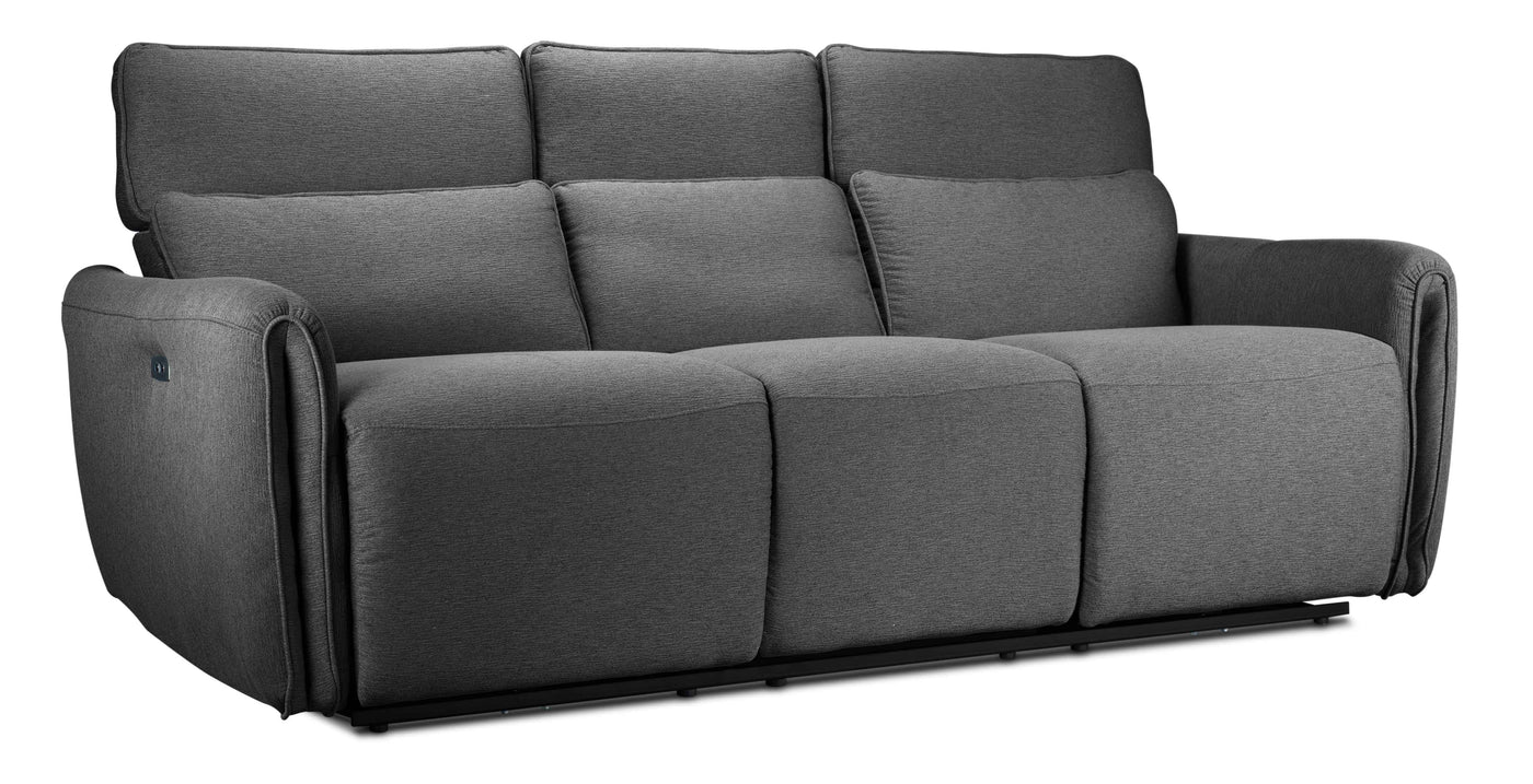 Larsen Power Reclining Sofa and Loveseat Set - Platinum Grey