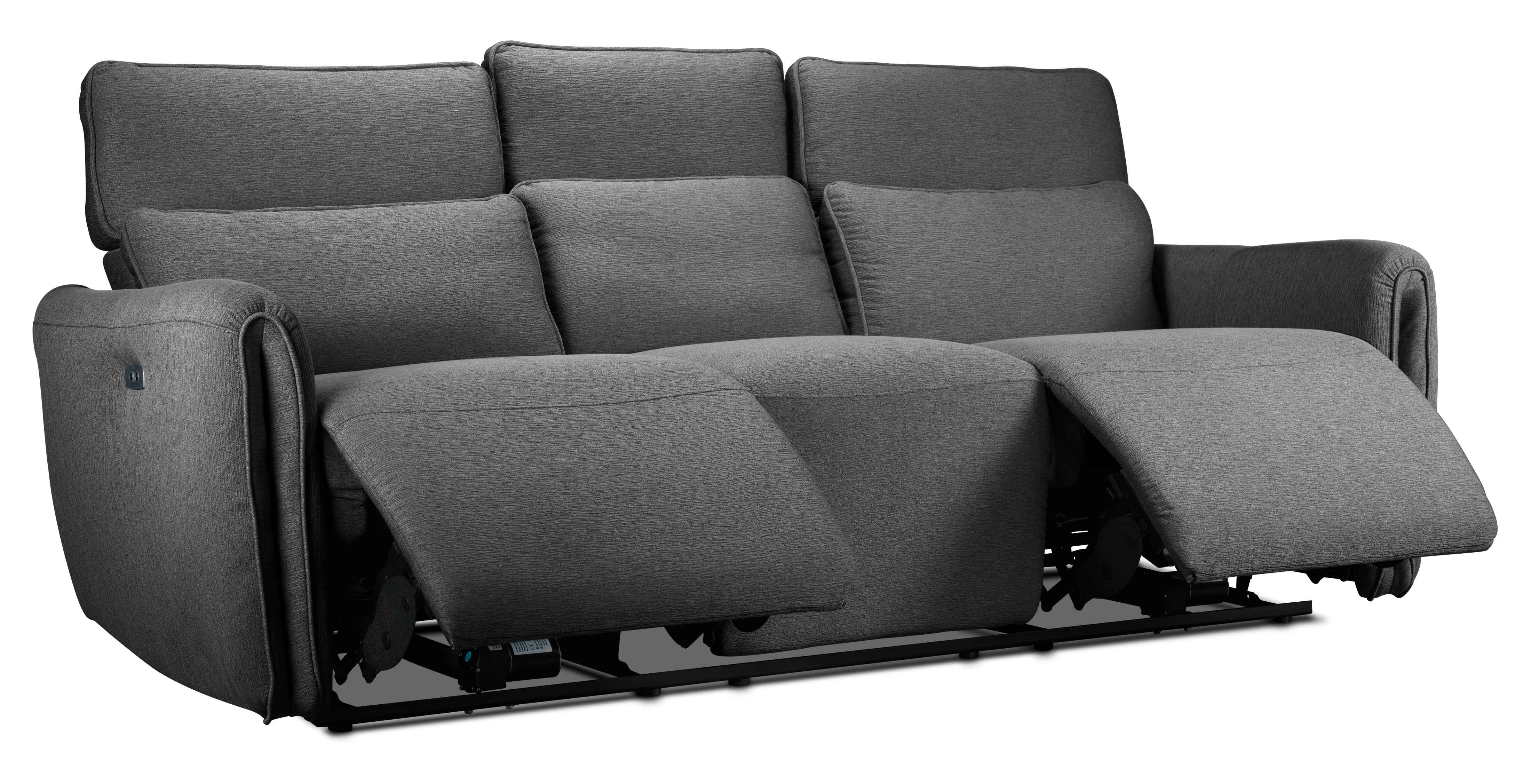 Larsen Power Reclining Sofa, Loveseat and Chair Set - Platinum Grey