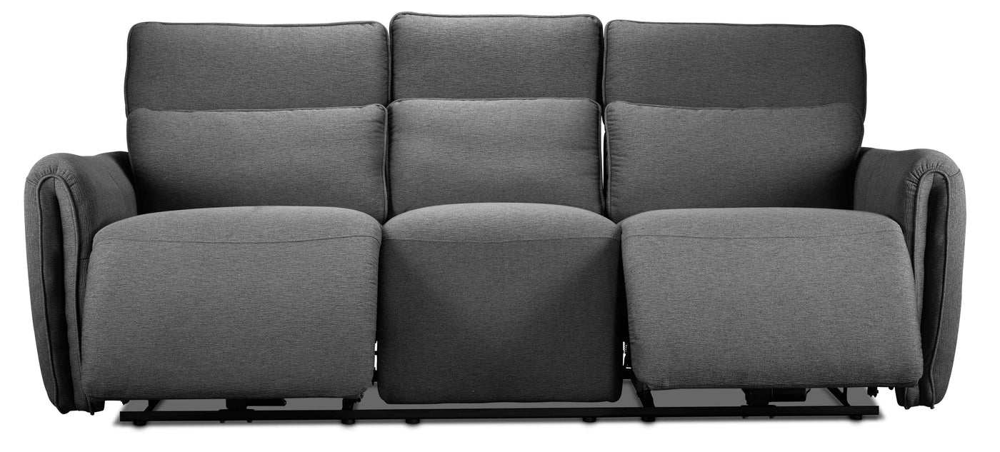Larsen Power Reclining Sofa and Loveseat Set - Platinum Grey