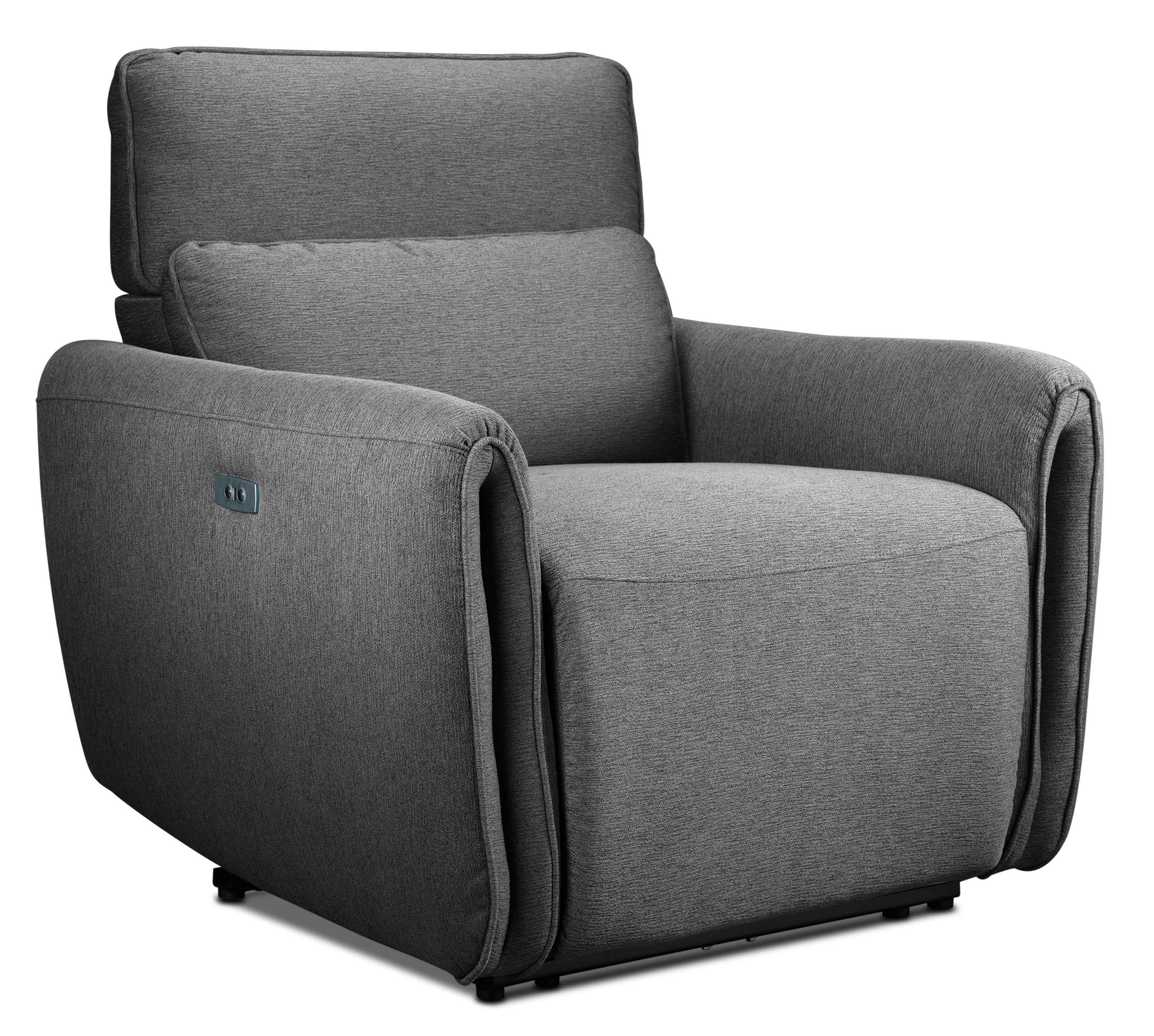 Larsen Power Reclining Sofa, Loveseat and Chair Set - Platinum Grey