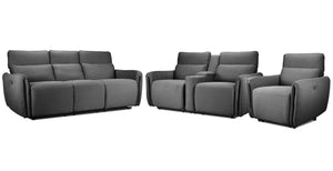 Larsen Power Reclining Sofa, Loveseat and Chair Set - Platinum Grey